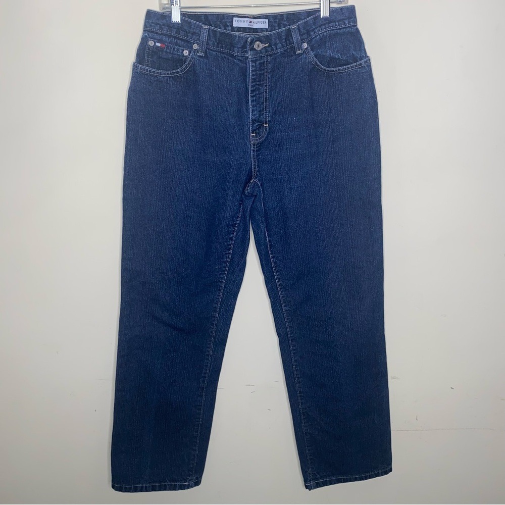 Vintage 2002 Tommy Hilfiger Size 12 R/31 Women's Deep Blue Relaxed Jeans Y2K